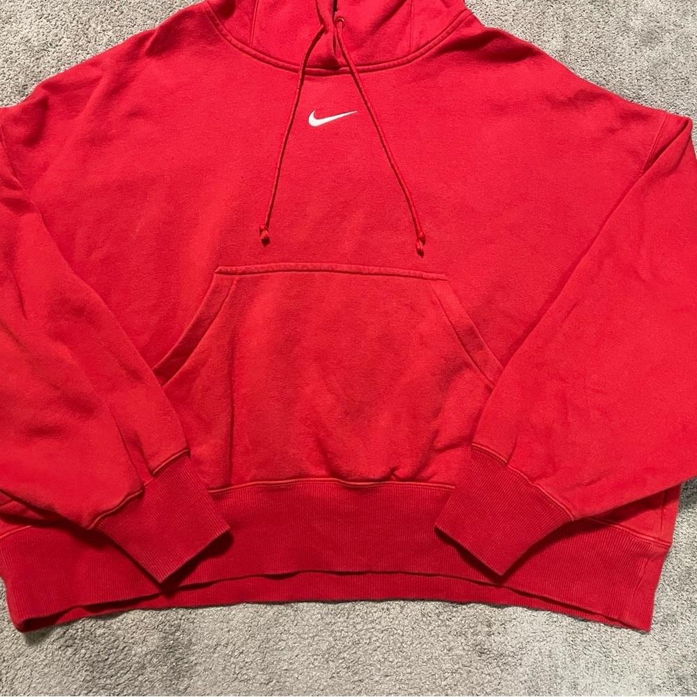 Nike Center Swoosh Sweatshirt Mens Medium Red Baggy Cotton Blend - Picture 3 of 16